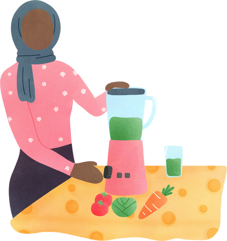 muslim woman making fruit juice